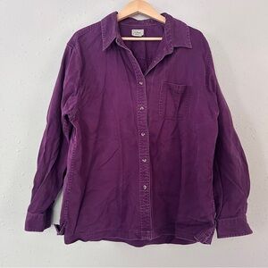 L.L. Bean Women's Plum Purple Button Down Shirt Casual Denim XL Petite